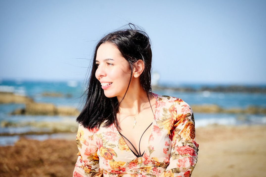 Portrait of a smiling woman with dark hair